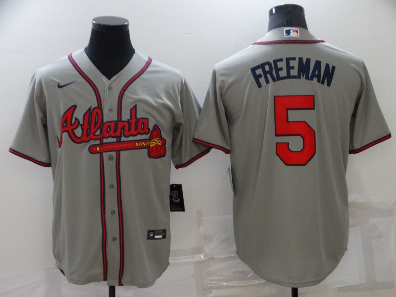 Men's Atlanta Braves Freedie Freeman #5 Gray Jersey